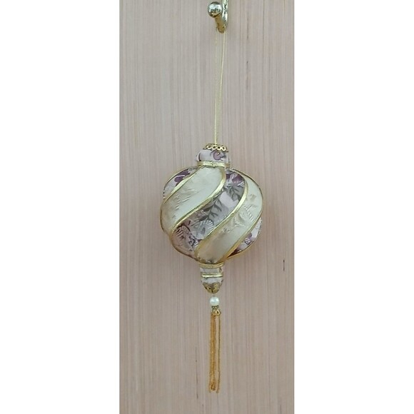 Fabric Tassel Beaded Christmas Ornament Farmhouse French Country Tree Decoration - Picture 2 of 7